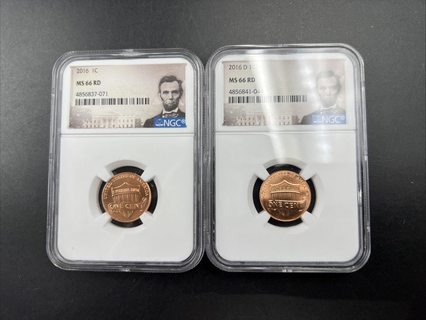 Two Coin Set 2016 P & D 1c Lincoln Shield Cent NGC MS66 Gem BU Certified