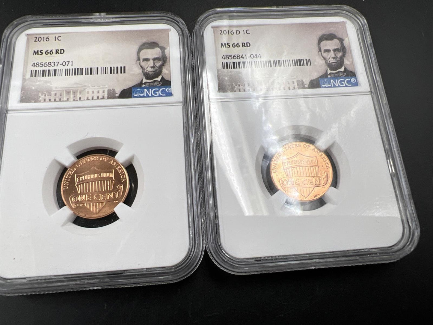 Two Coin Set 2016 P & D 1c Lincoln Shield Cent NGC MS66 Gem BU Certified