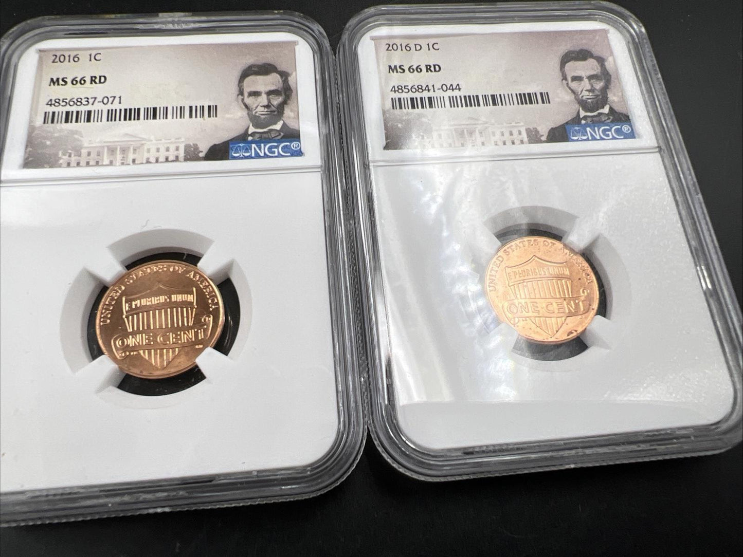 Two Coin Set 2016 P & D 1c Lincoln Shield Cent NGC MS66 Gem BU Certified