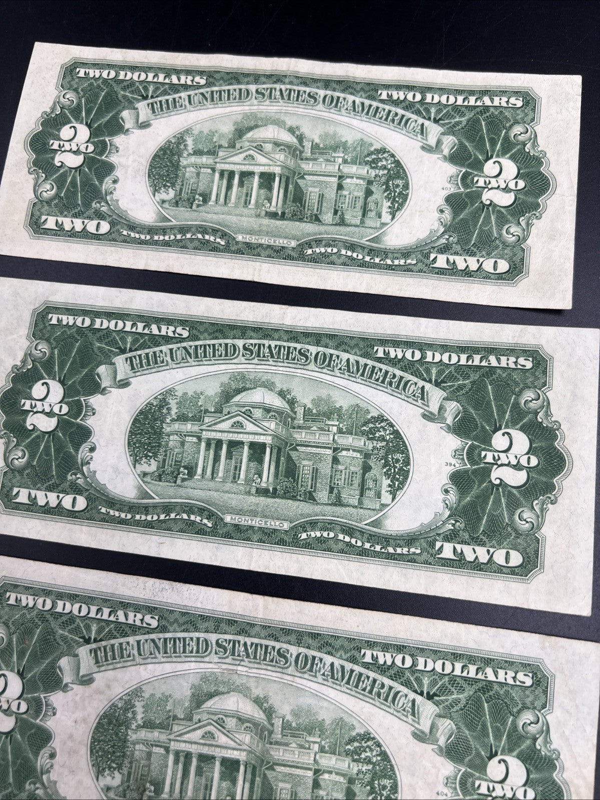 Lot of 10 1953 $2 Two Dollar USN Red Seal Legal Tender Notes VG + Circ #955