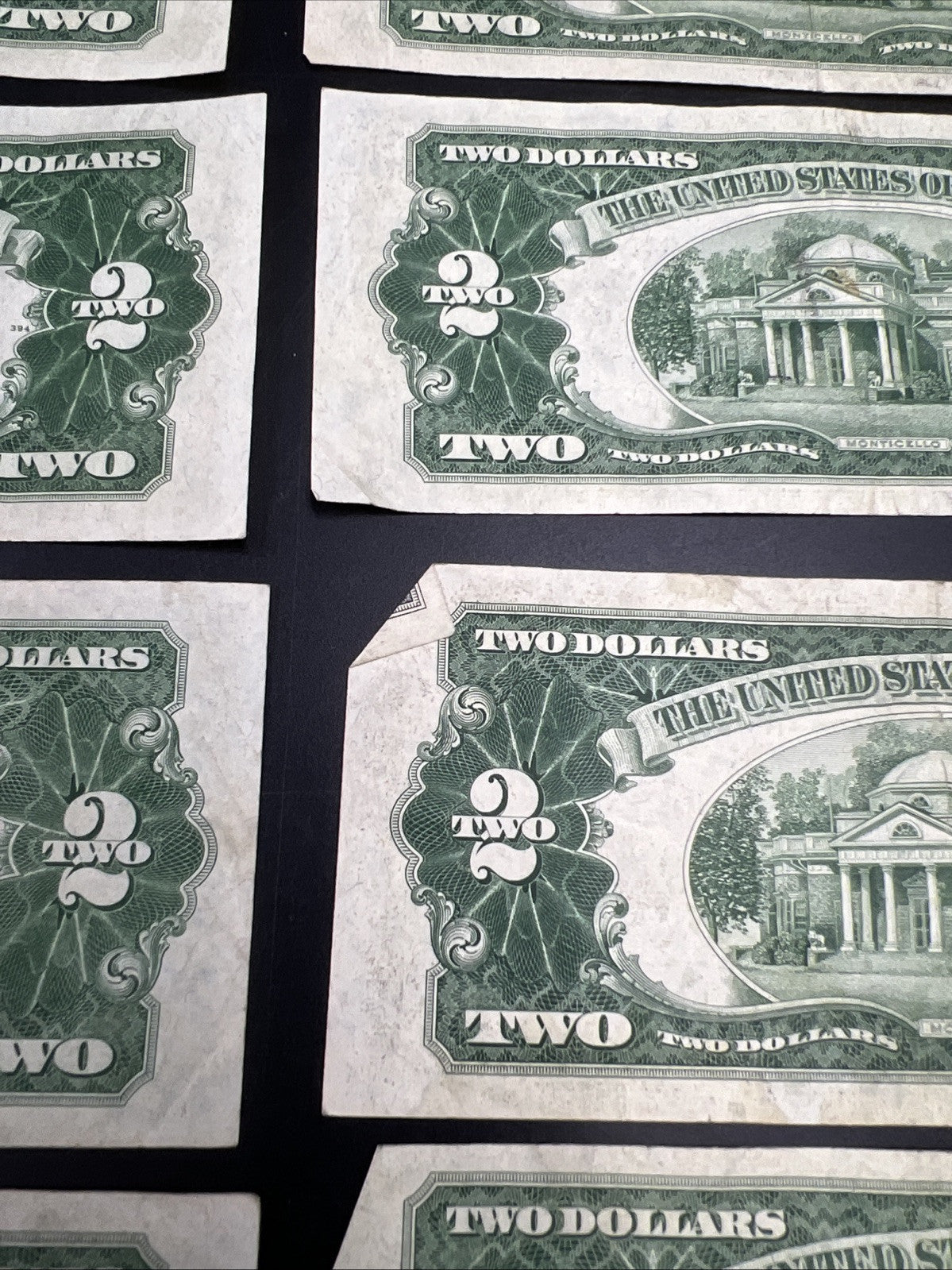 Lot of 10 1953 $2 Two Dollar USN Red Seal Legal Tender Notes VG + Circ #955