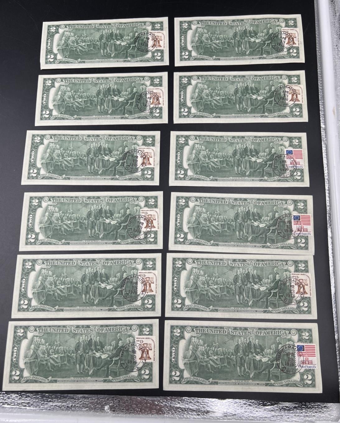 12 Consecutive * Star 1976 Bicentennial Postal FRN Notes AU / CU Chickamauga GA