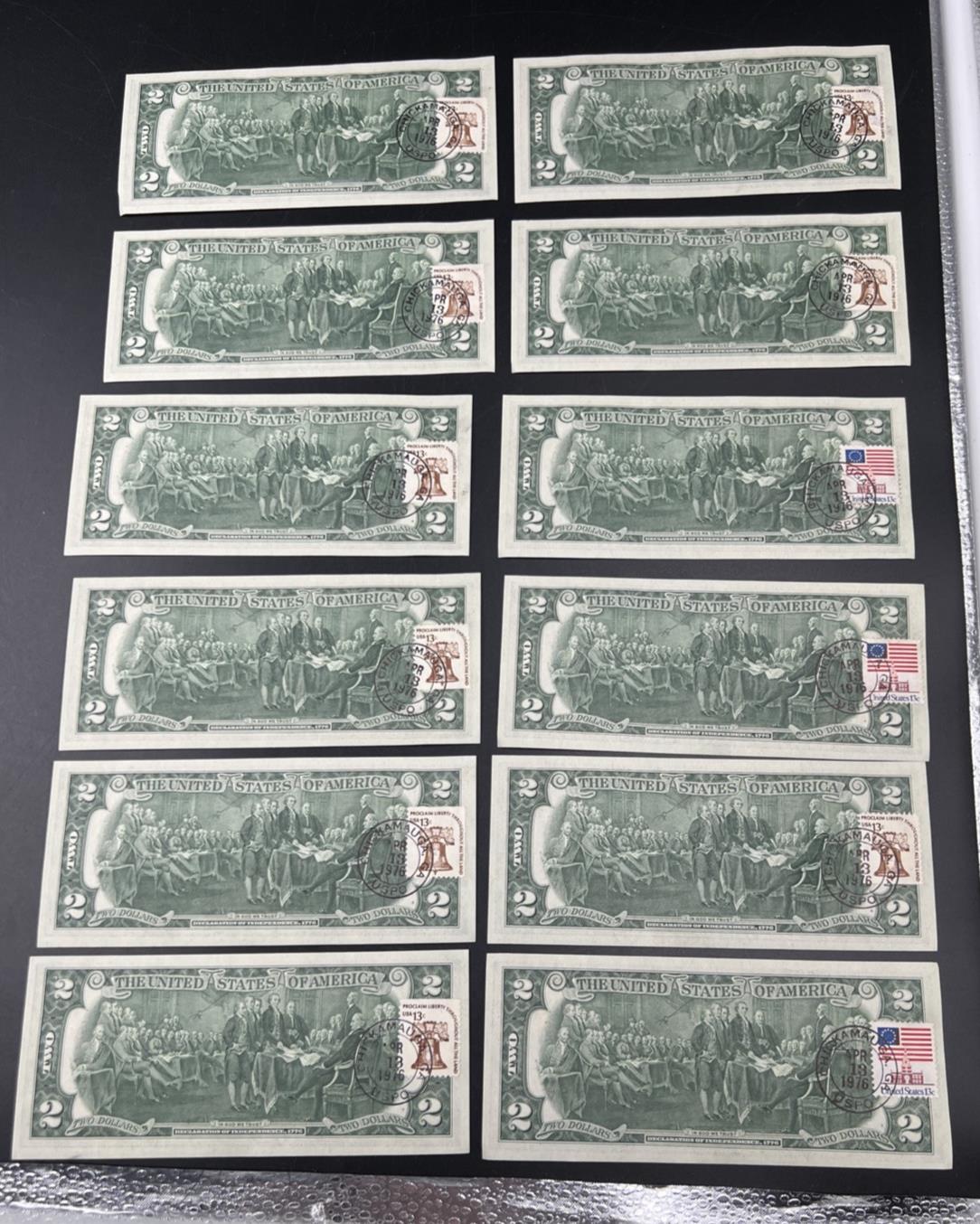 12 Consecutive * Star 1976 Bicentennial Postal FRN Notes AU / CU Chickamauga GA