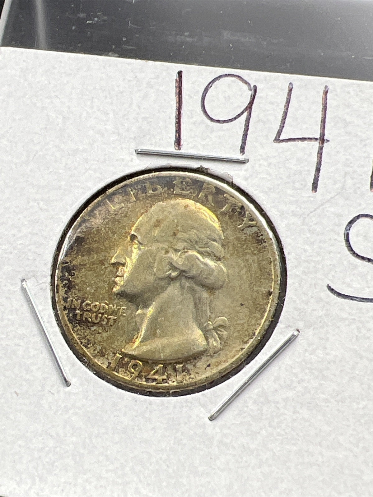 1941 S Washington Silver 25c Quarter Coin XF EF Extra Fine Neat Toning