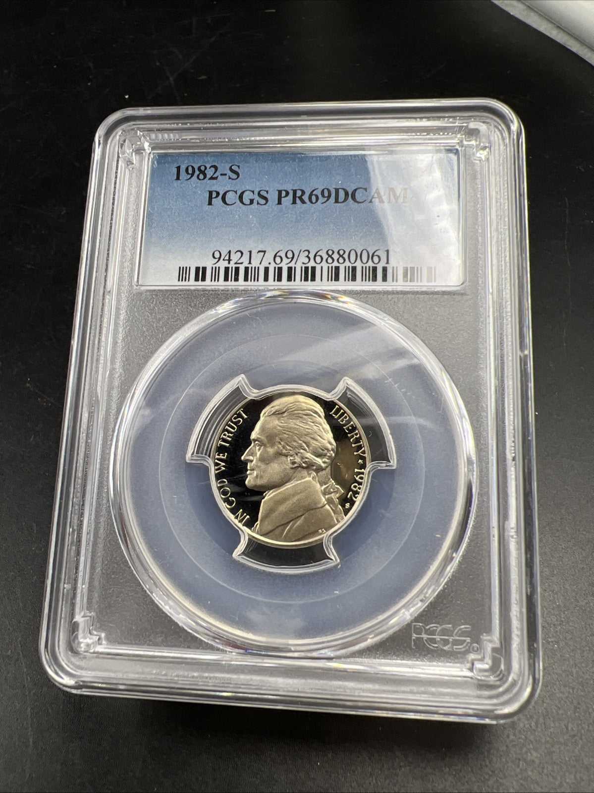1982 S 5c Jefferson Nickel PCGS PR69 Gem Proof Certified #61