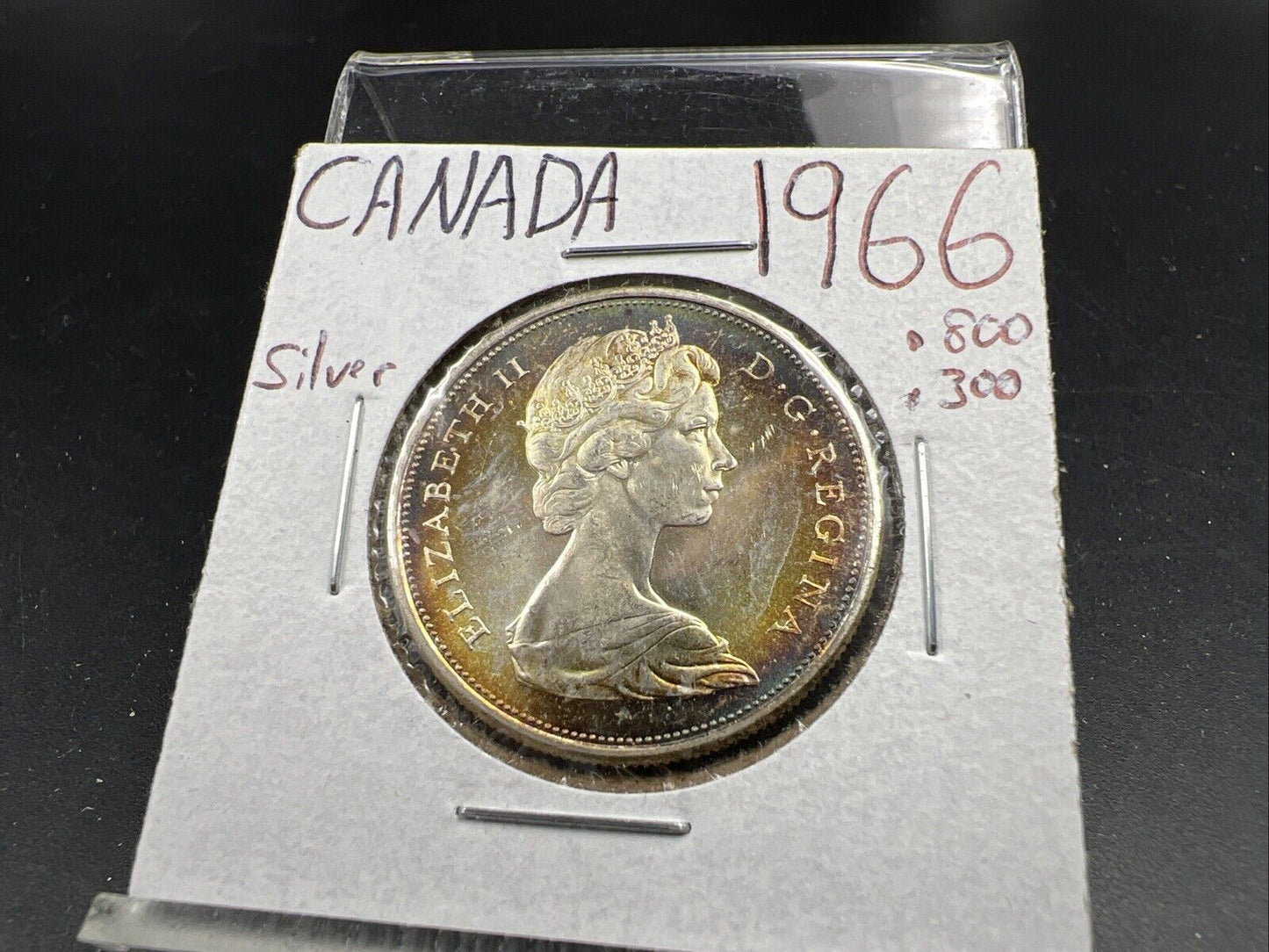 1966 Canada 50 Cents 80% Silver Half Dollar Coin Choice UNC PQ Toning #21125