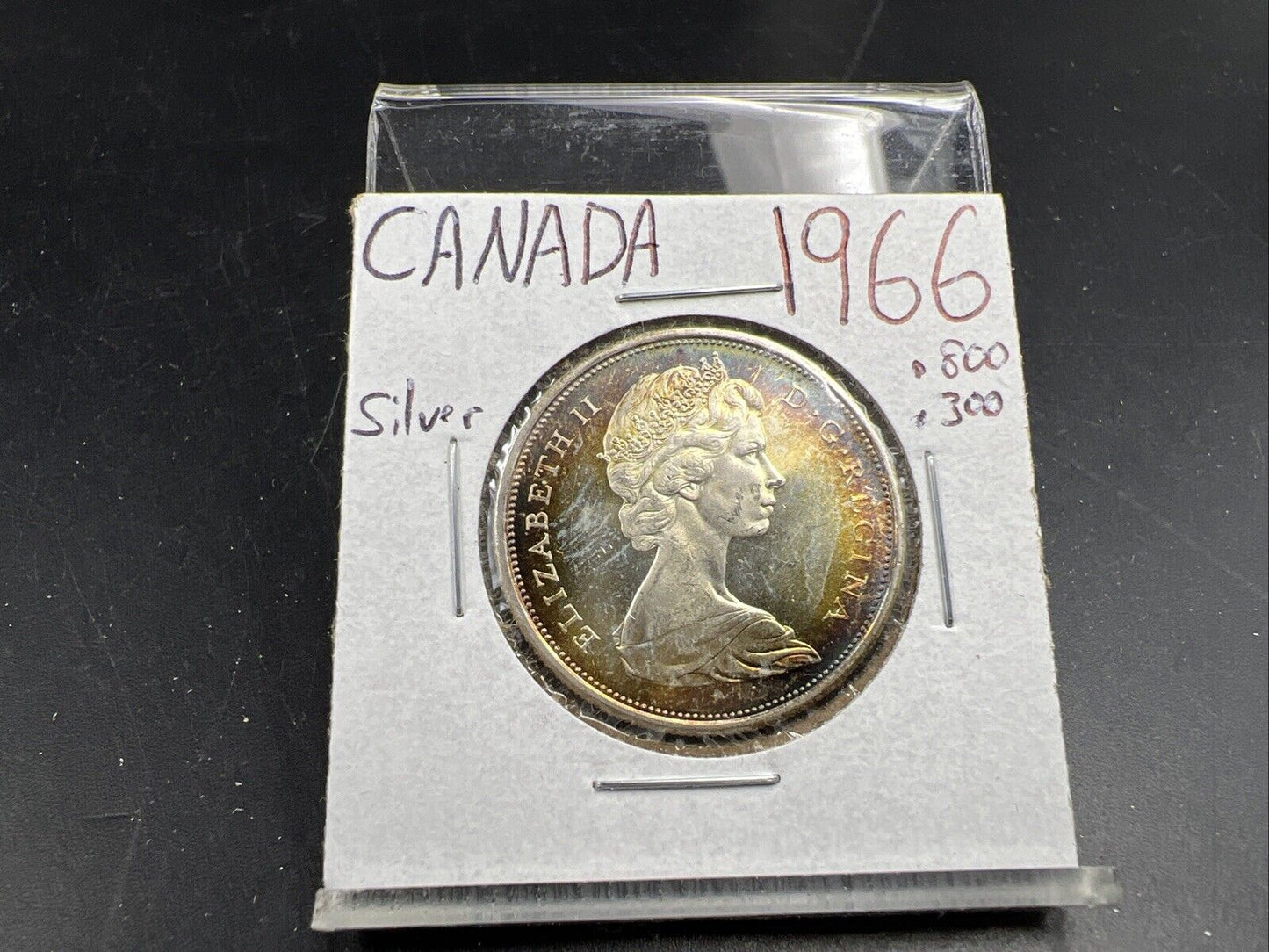 1966 Canada 50 Cents 80% Silver Half Dollar Coin Choice UNC PQ Toning #21125