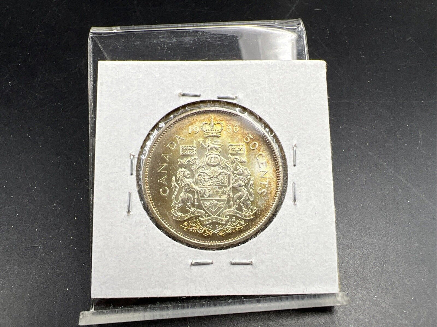 1966 Canada 50 Cents 80% Silver Half Dollar Coin Choice UNC PQ Toning #21125