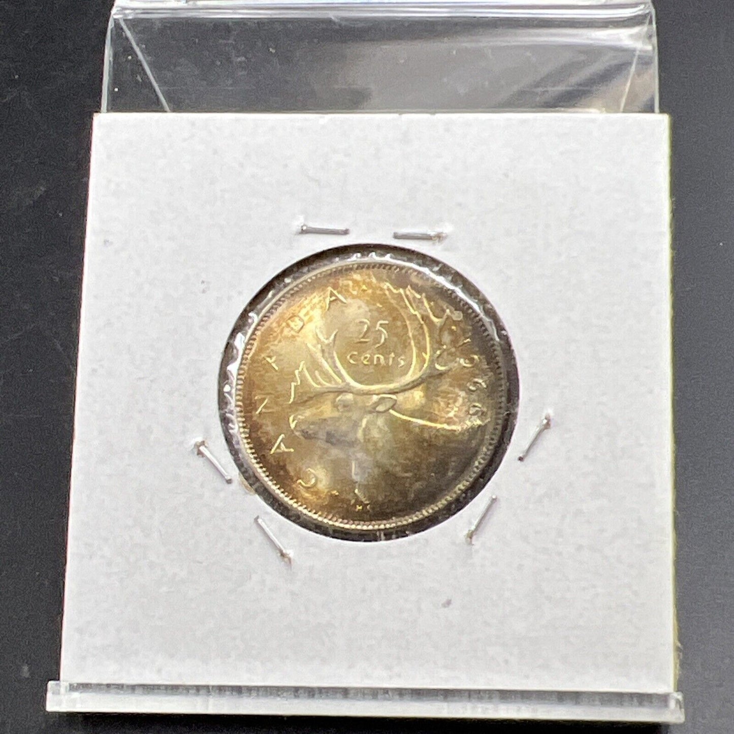 1966 Canada 25c 80% Silver Quarter Coin Gem UNC PQ Toning Obverse #A