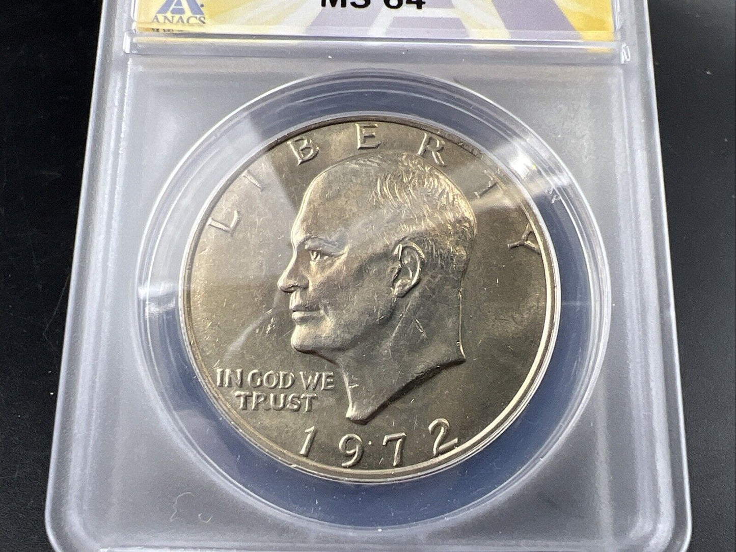 1972 $1 Eisenhower Ike Dollar Coin MS64 ANACS CH BU UNC Type 2 Variety FS-901
