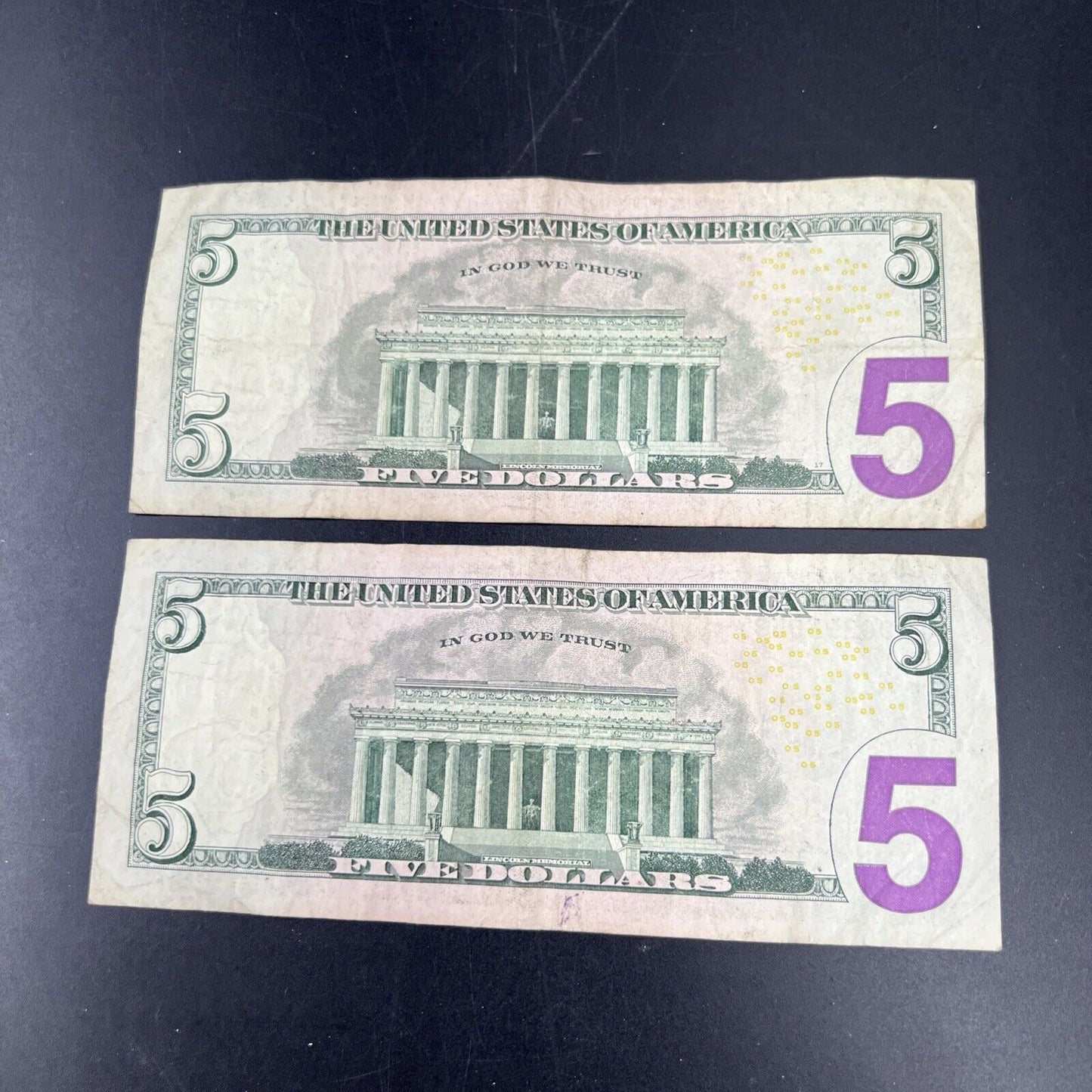 Lot of 2 2009 * Star $5 FRN Federal Reserve Notes Circulated #053