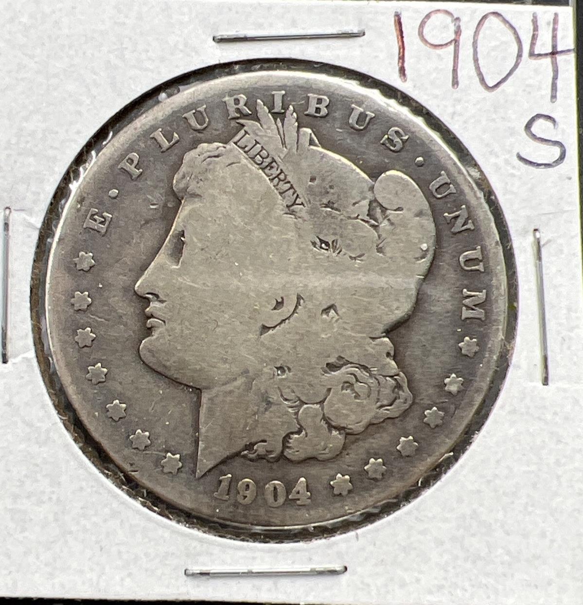 1904 S $1 Morgan Silver Dollar Coin Choice AG About Good / Good Circ