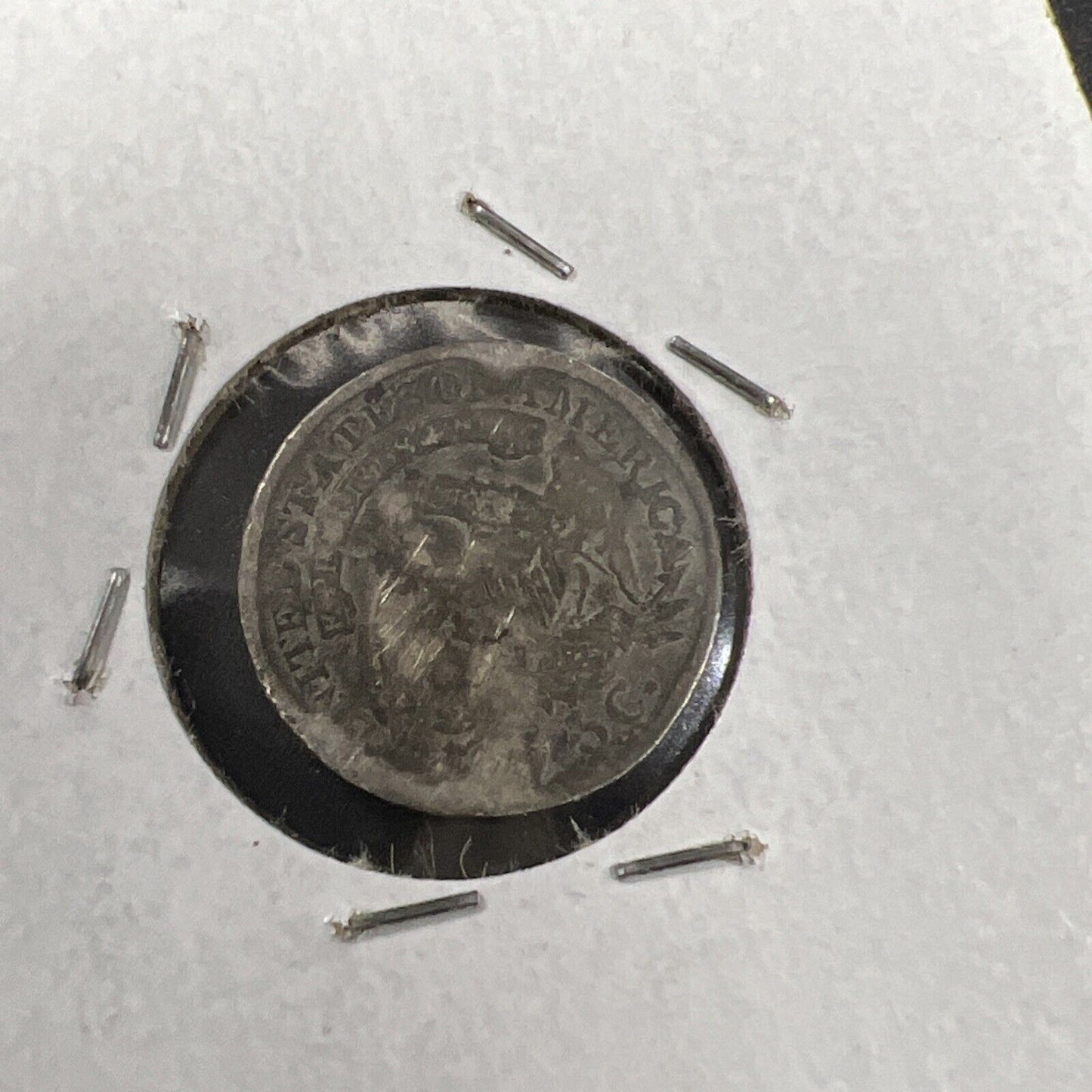 1832 5c Silver Capped Bust Half Dime Coin VG Details Bent Damaged