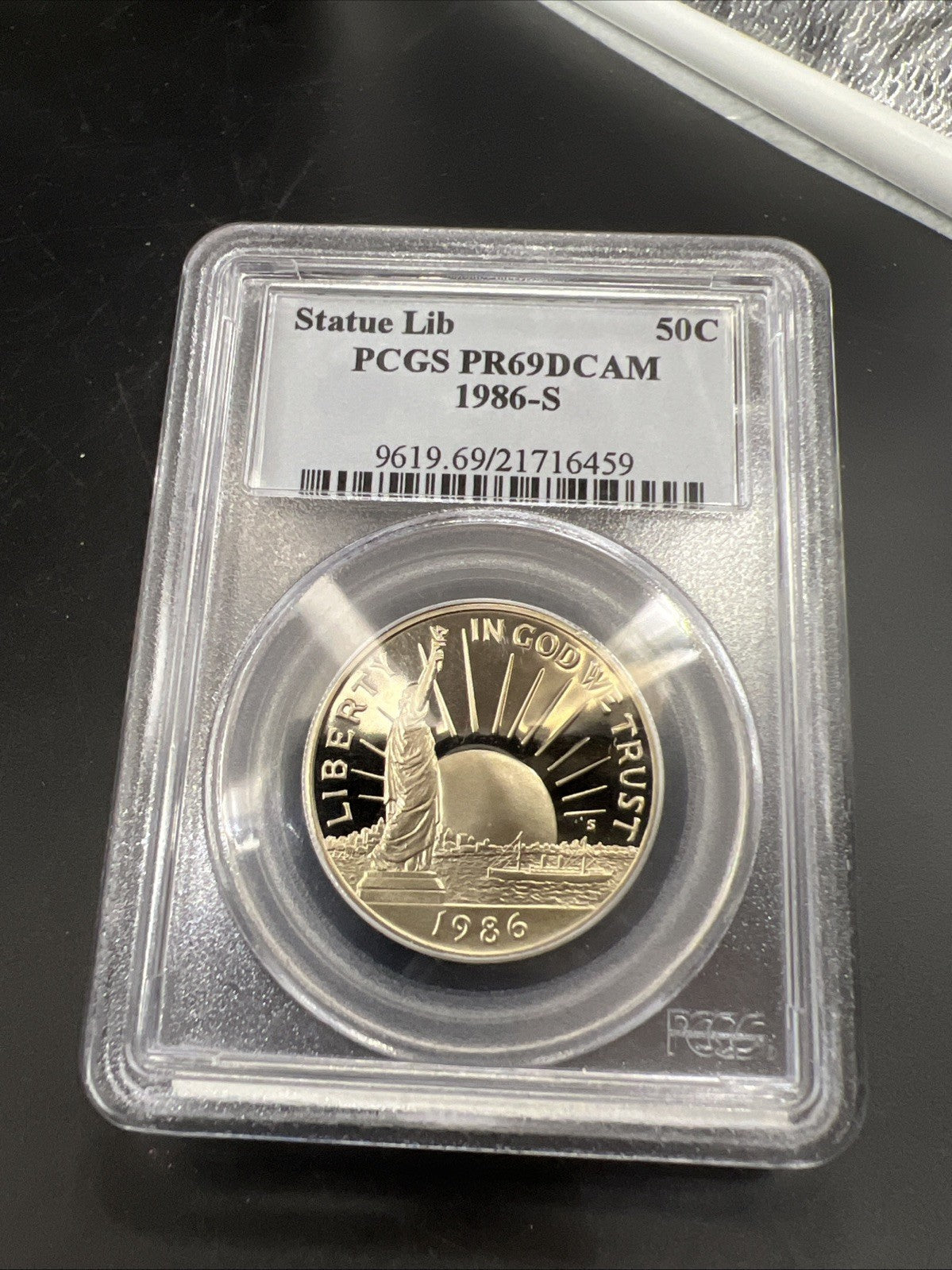 1986 S 50c Statue of Liberty Copper Nickel Proof Hald Dollar Coin PCGS PR69 DCAM