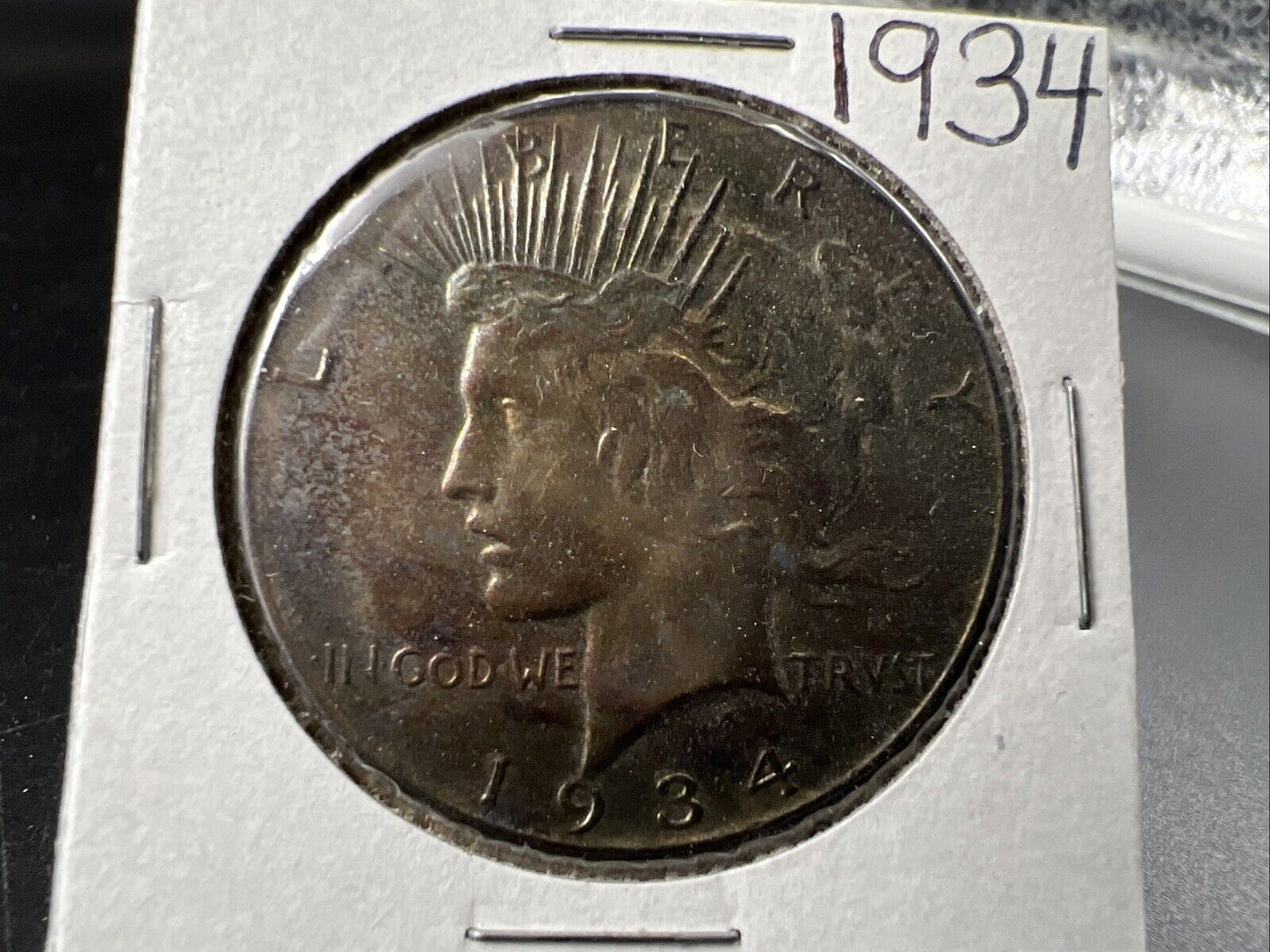1934 P $1 Peace Silver Dollar Coin XF EF Details Artificial Toning Semi Key Date