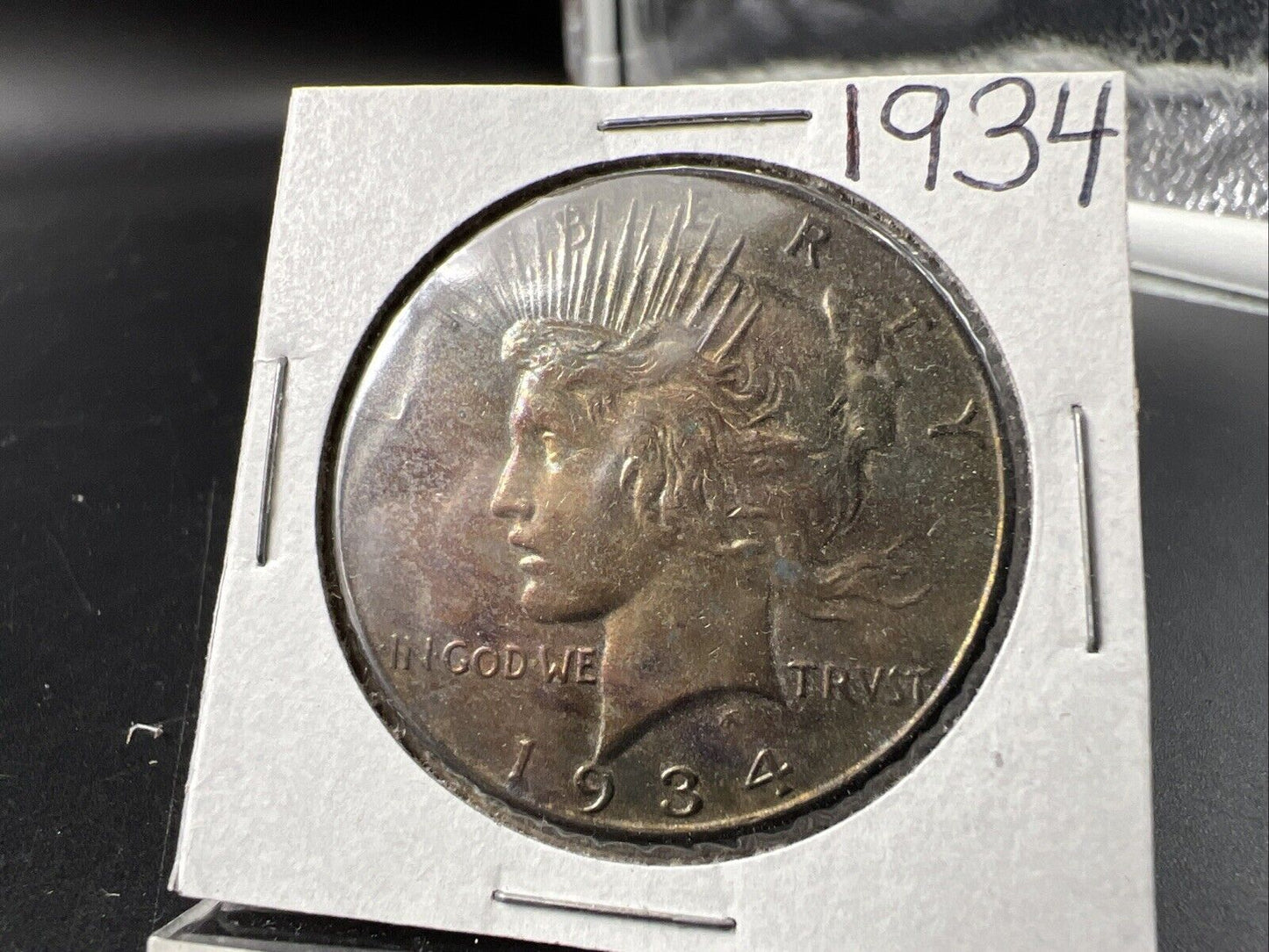 1934 P $1 Peace Silver Dollar Coin XF EF Details Artificial Toning Semi Key Date