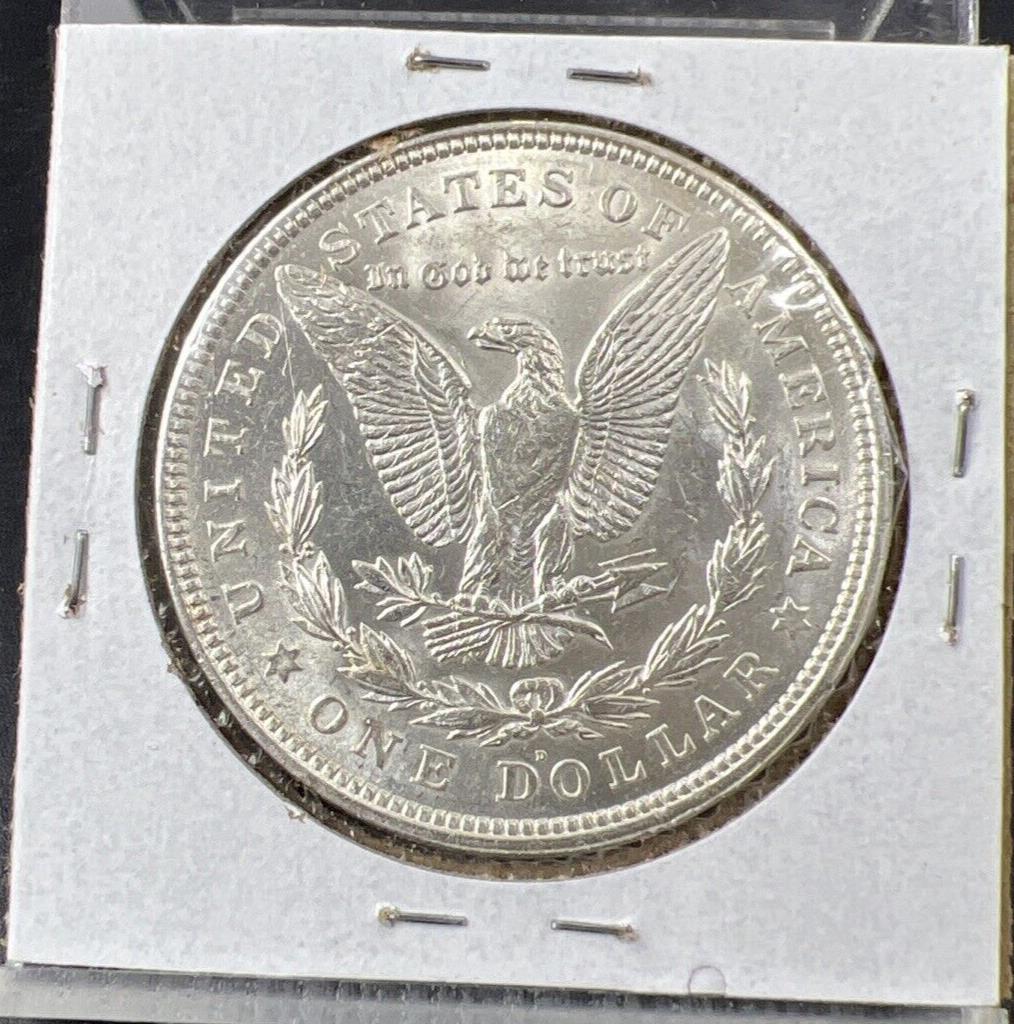 1921 D $1 Morgan Silver Dollar Coin BU UNC w/ Die Crack at Date
