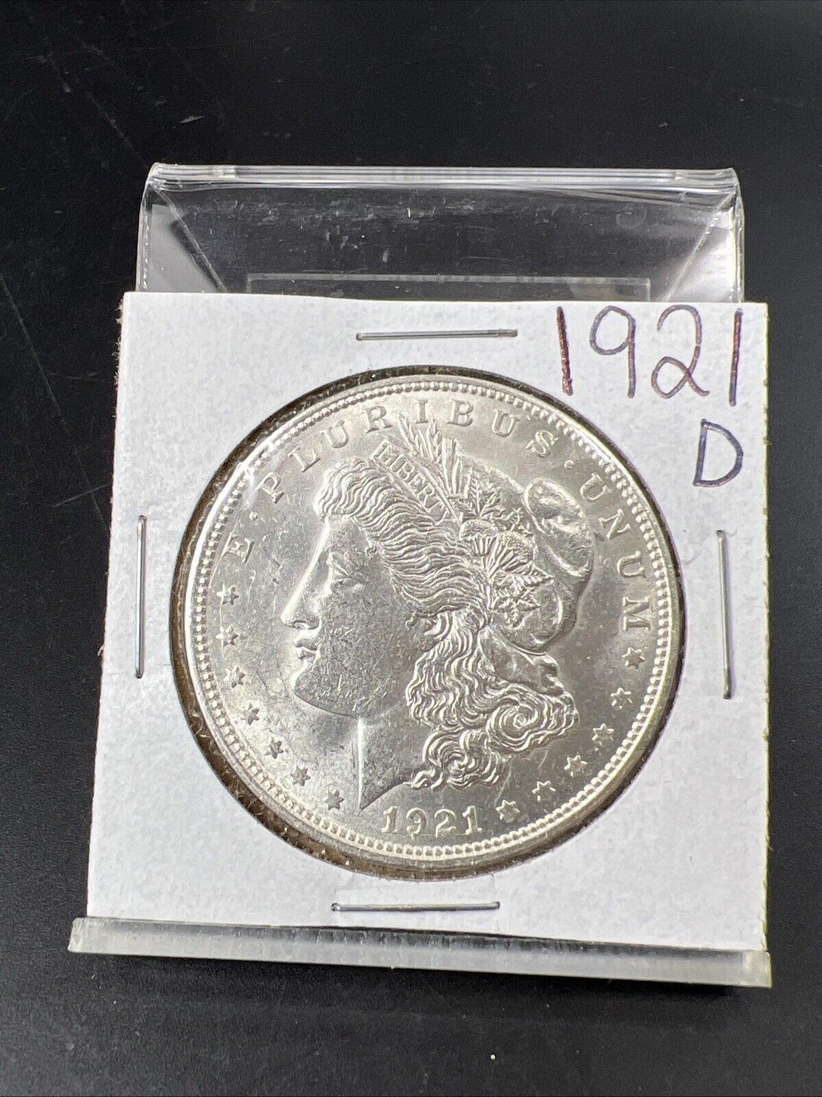 1921 D $1 Morgan Silver Dollar Coin BU UNC w/ Die Crack at Date