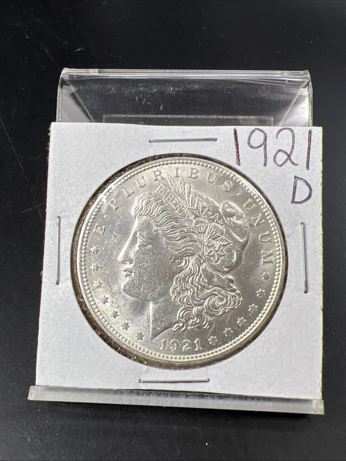 1921 D $1 Morgan Silver Dollar Coin BU UNC w/ Die Crack at Date