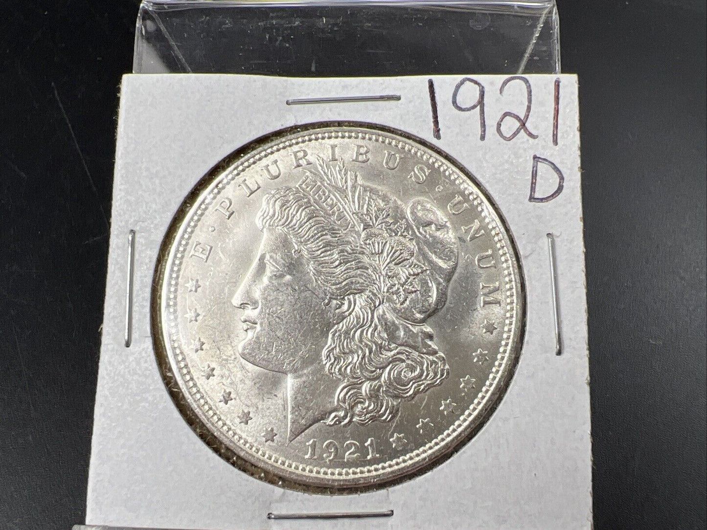 1921 D $1 Morgan Silver Dollar Coin BU UNC w/ Die Crack at Date