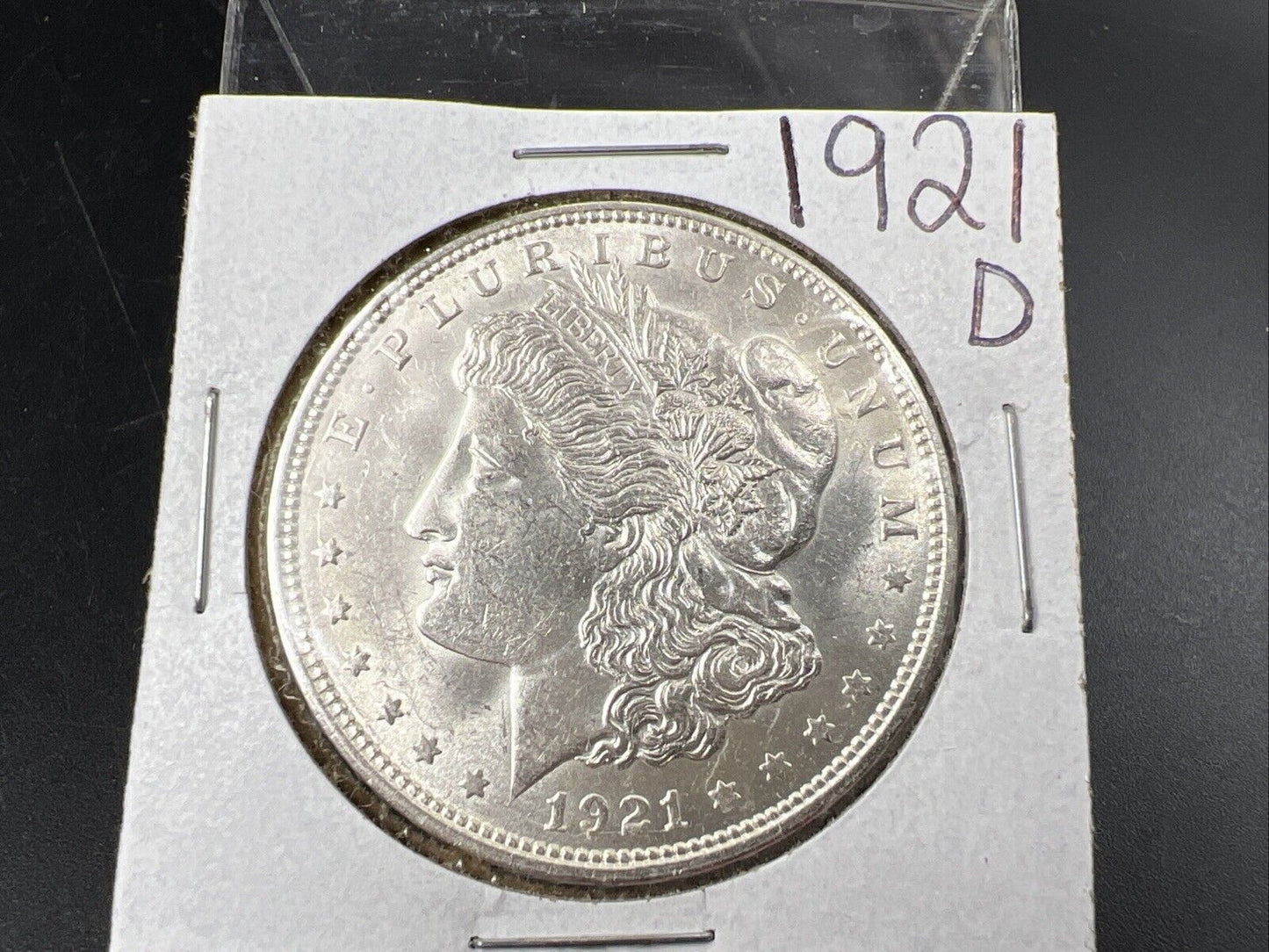 1921 D $1 Morgan Silver Dollar Coin BU UNC w/ Die Crack at Date