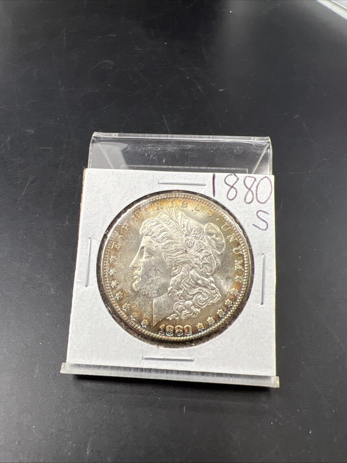 1880 S $1 Morgan Silver Dollar Coin Choice BU UNC Nice Toning Toner