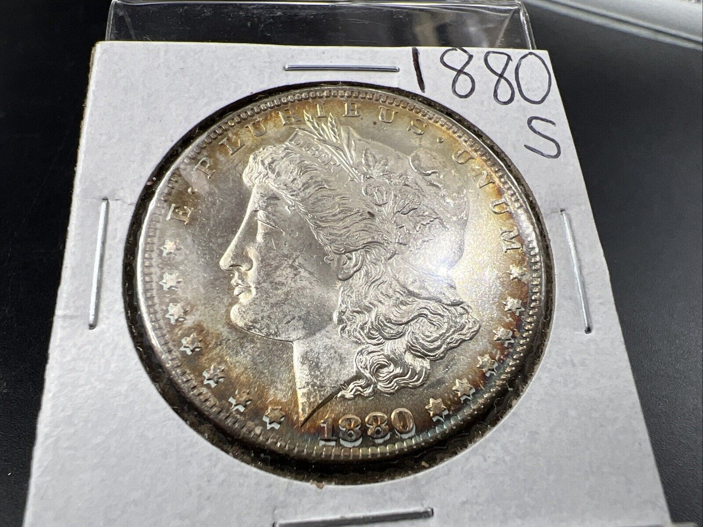 1880 S $1 Morgan Silver Dollar Coin Choice BU UNC Nice Toning Toner