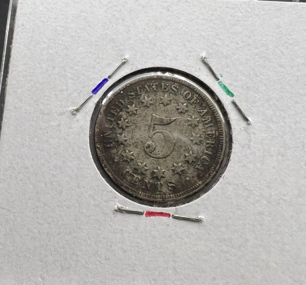 1867 5c No Rays Shield Nickel Coin Cull Circulated #E