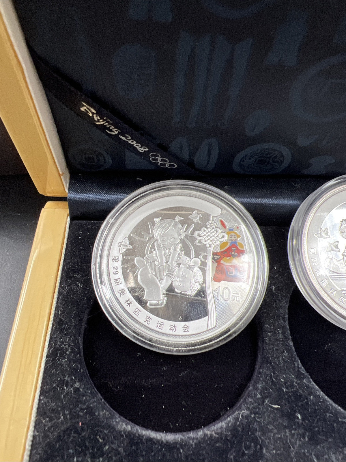 4 Coin 1 Oz Silver 2008 Beijing Olympics Colorized 10 Yuan Coin Set w/ Box COA