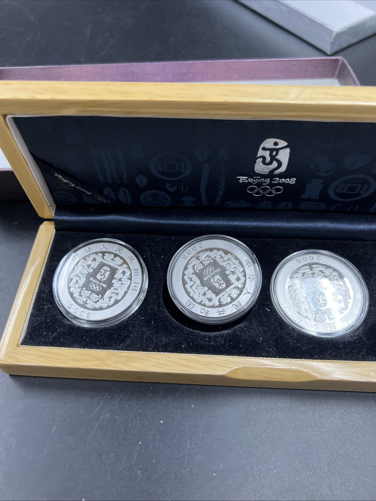 4 Coin 1 Oz Silver 2008 Beijing Olympics Colorized 10 Yuan Coin Set w/ Box COA
