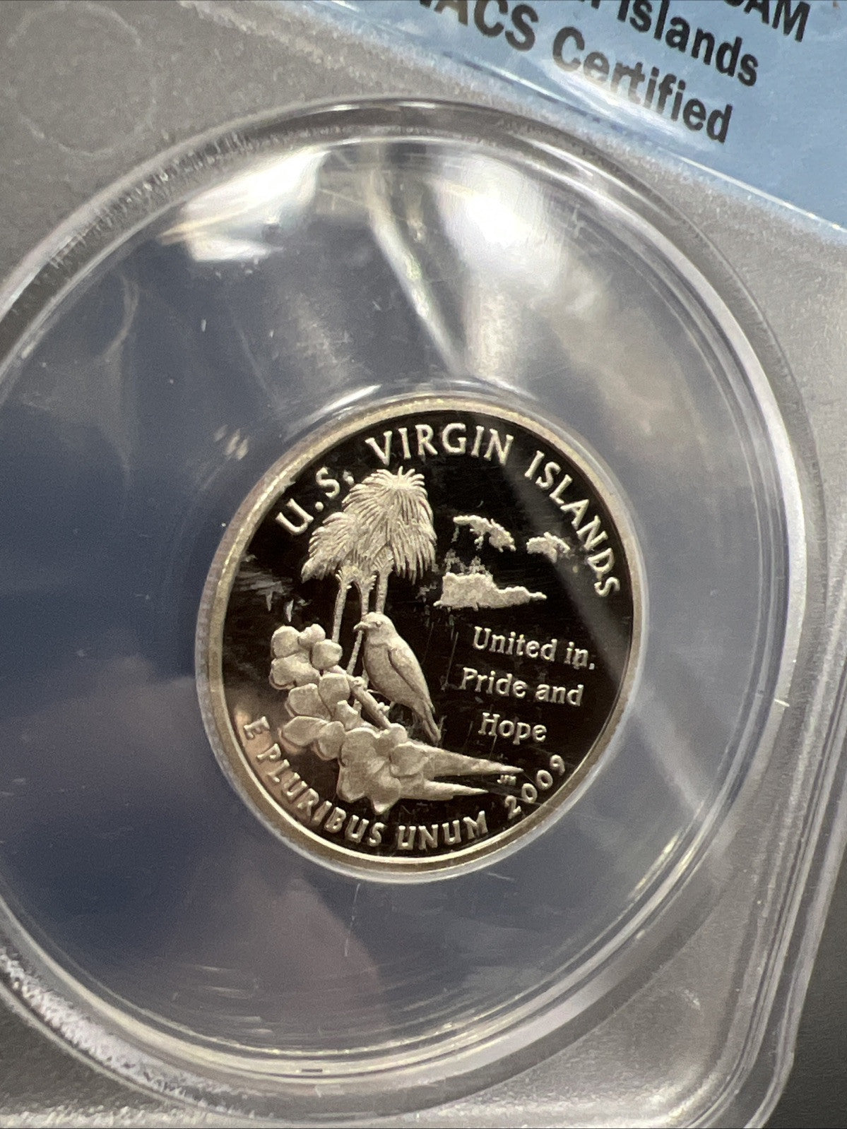 2009 S 25c Virgin Islands Copper Nickel Clad Quarter Coin PR70 DCAM
