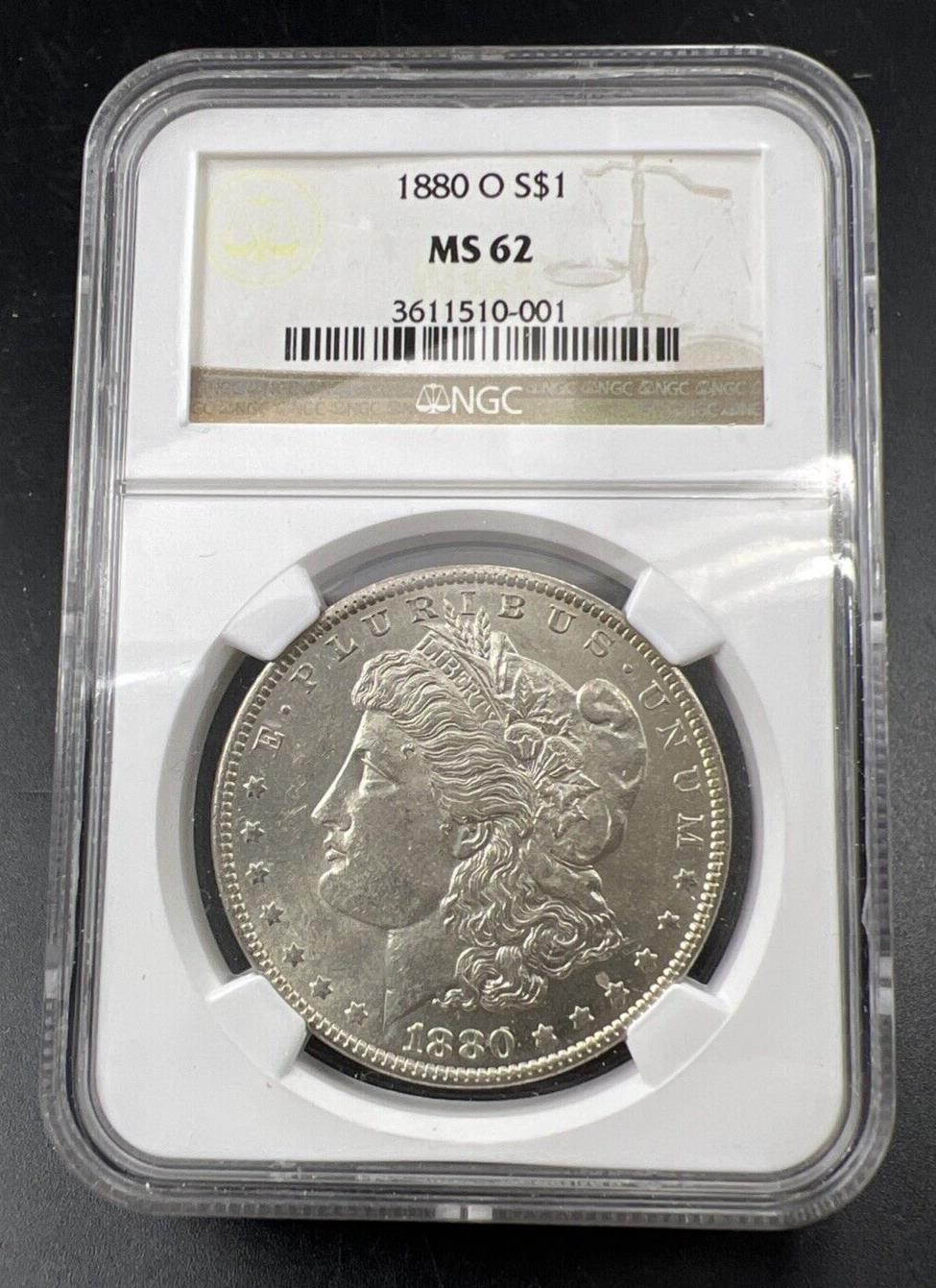 1880 O $1 Morgan Dollar Coin NGC MS62 BU UNC Small o VAM 74 W/ Struck Thru Error