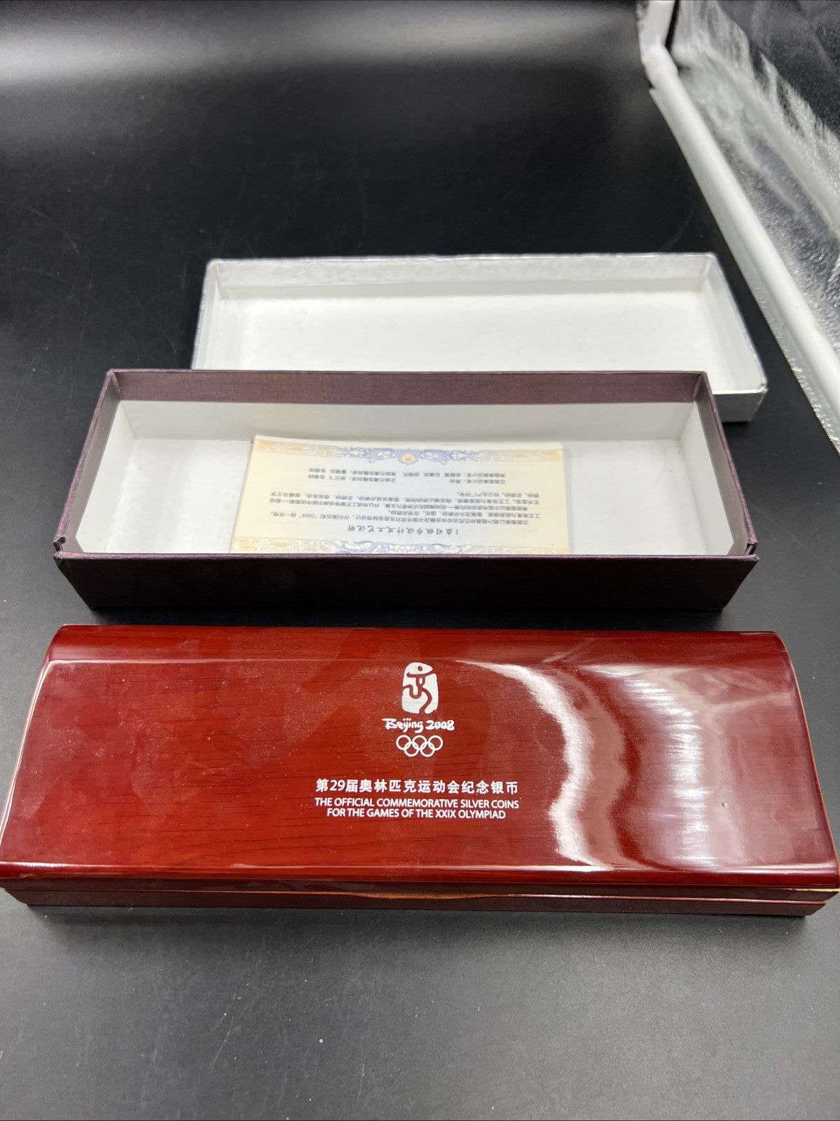 4 Coin 1 Oz Silver 2008 Beijing Olympics Colorized 10 Yuan Coin Wooden Box Set