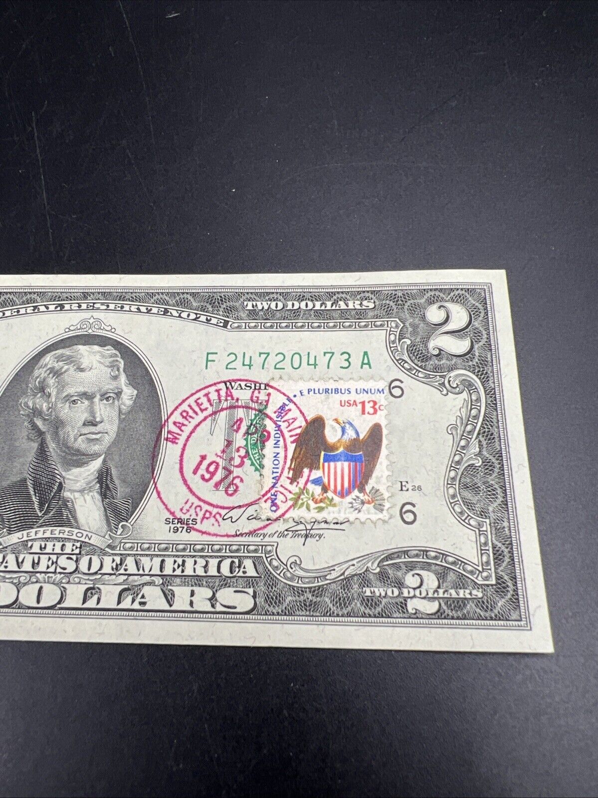 1976 $2 Bicentennial Postal FRN Federal Reserve Notes CH UNC Marietta GA #473