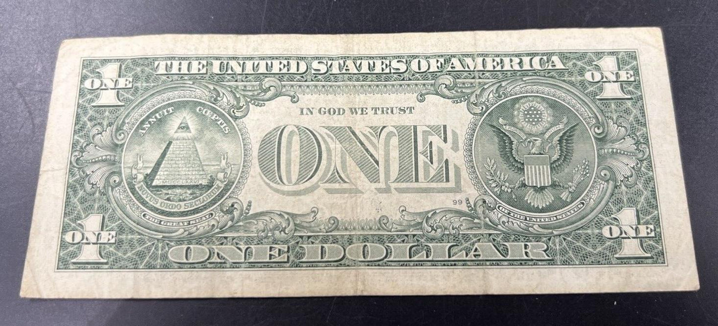 2013 $1 FRN Semi Radar Serial #71407140 Repeat Repeater Federal Reserve Note VG