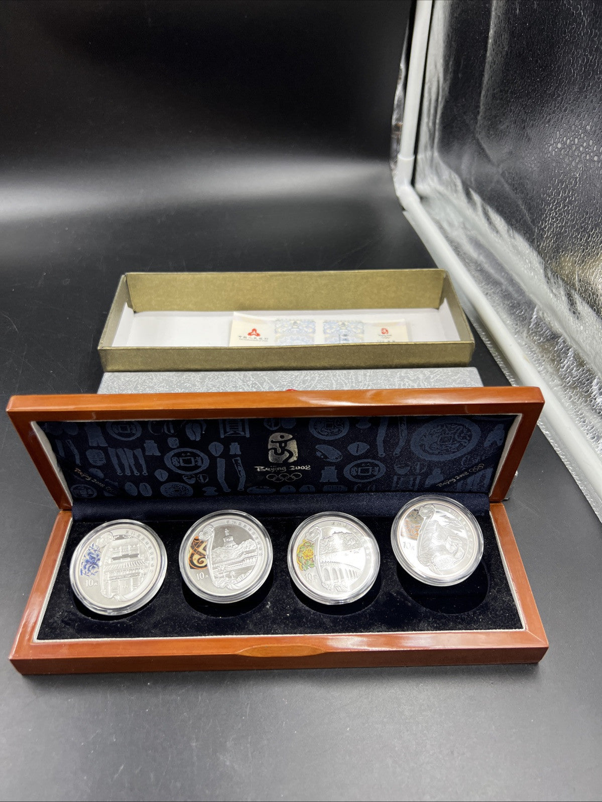 4 Coin 1 Oz Silver 2008 Beijing Olympics Coin Set w/ Box COA Great Wall & Palace