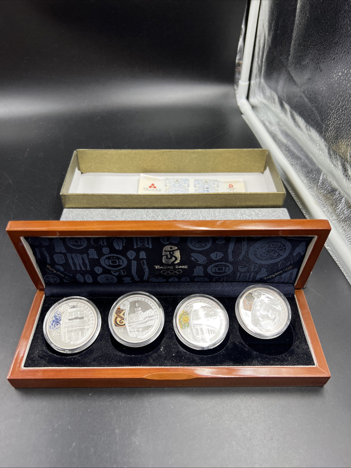 4 Coin 1 Oz Silver 2008 Beijing Olympics Coin Set w/ Box COA Great Wall & Palace