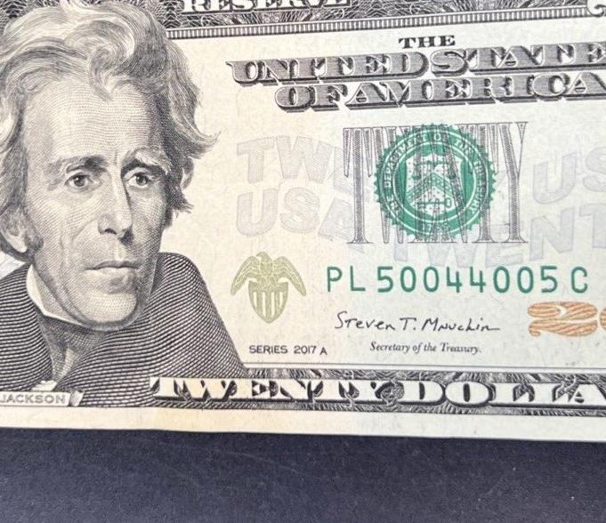 2017 A $20 Perfect Radar FRN VF Serial # 50044005 Federal Reserve Note