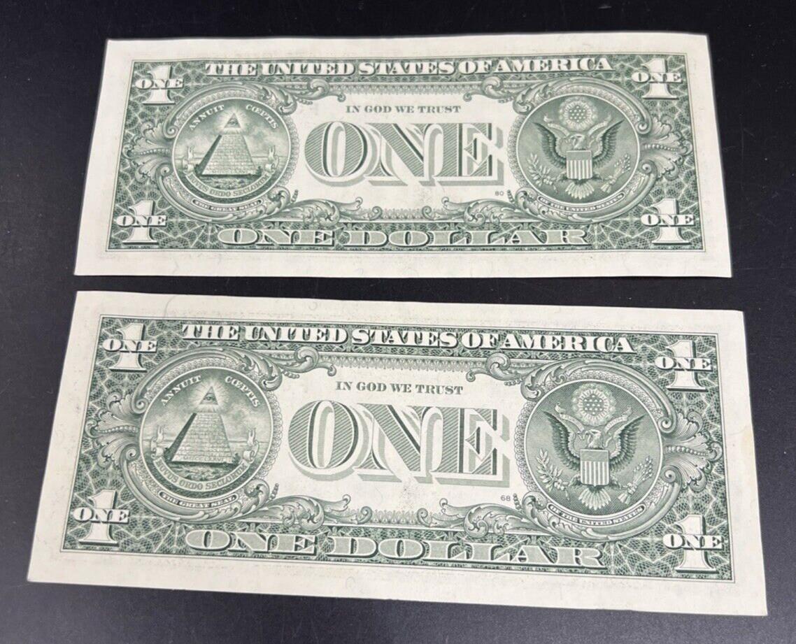 Lot 2 Consecutive * Star Federal Reserve Note 2006 FRN $1 One Dollar Bills CH AU