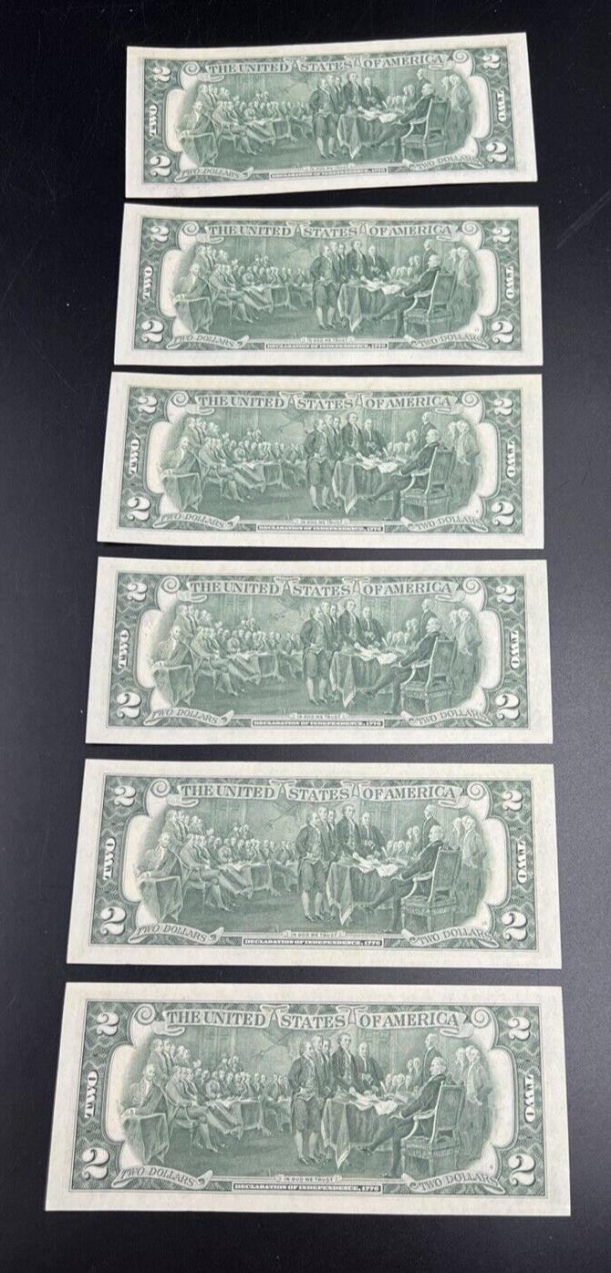 6 Consecutive 1976 Bicentennial Postal FRN Federal Reserve Notes UNC Mableton GA