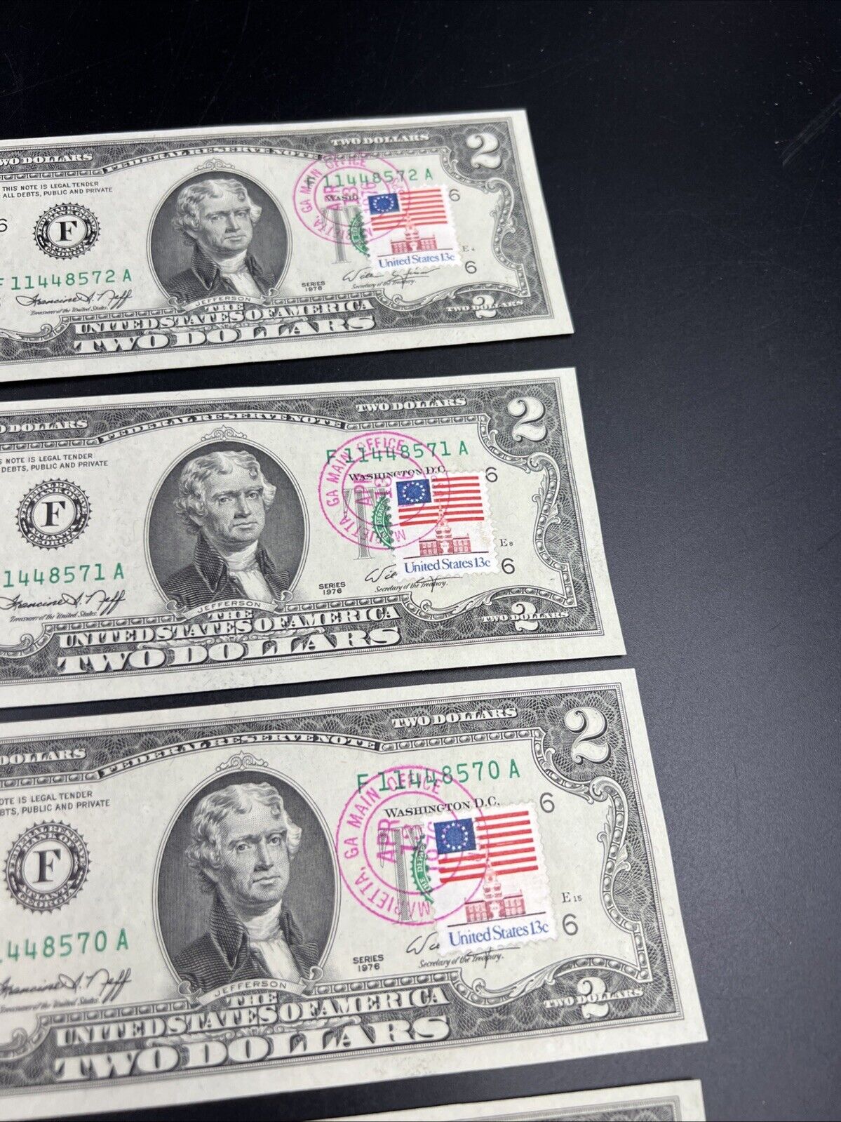 5 Consecutive 1976 Bicentennial Postal FRN Notes UNC Atlanta Main Office GA