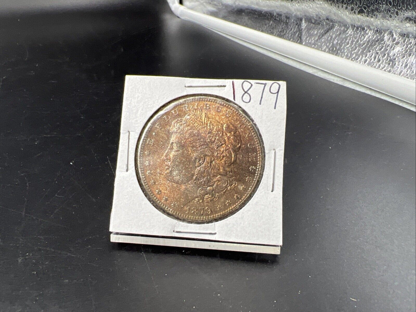 1879 P $1 Morgan Silver Dollar Coin CH BU UNC Unc PQ Toning Toner Obverse