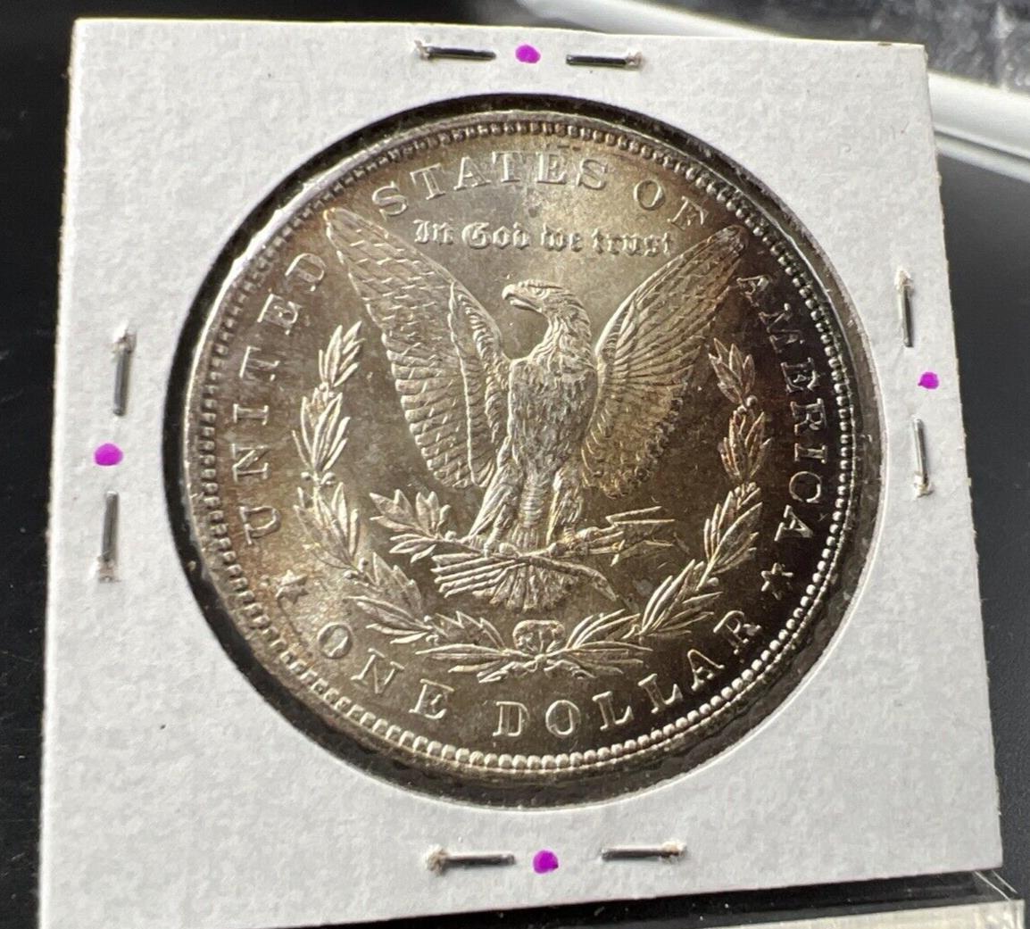 1879 P $1 Morgan Silver Dollar Coin CH BU UNC Unc PQ Toning Toner Obverse