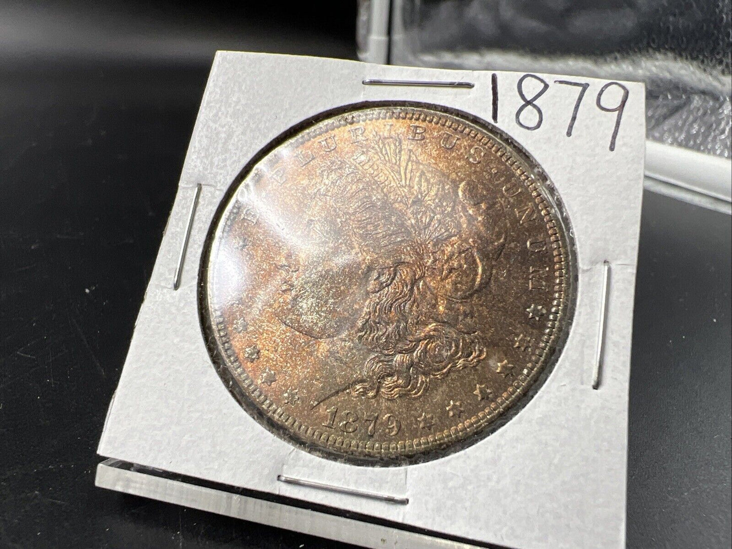 1879 P $1 Morgan Silver Dollar Coin CH BU UNC Unc PQ Toning Toner Obverse