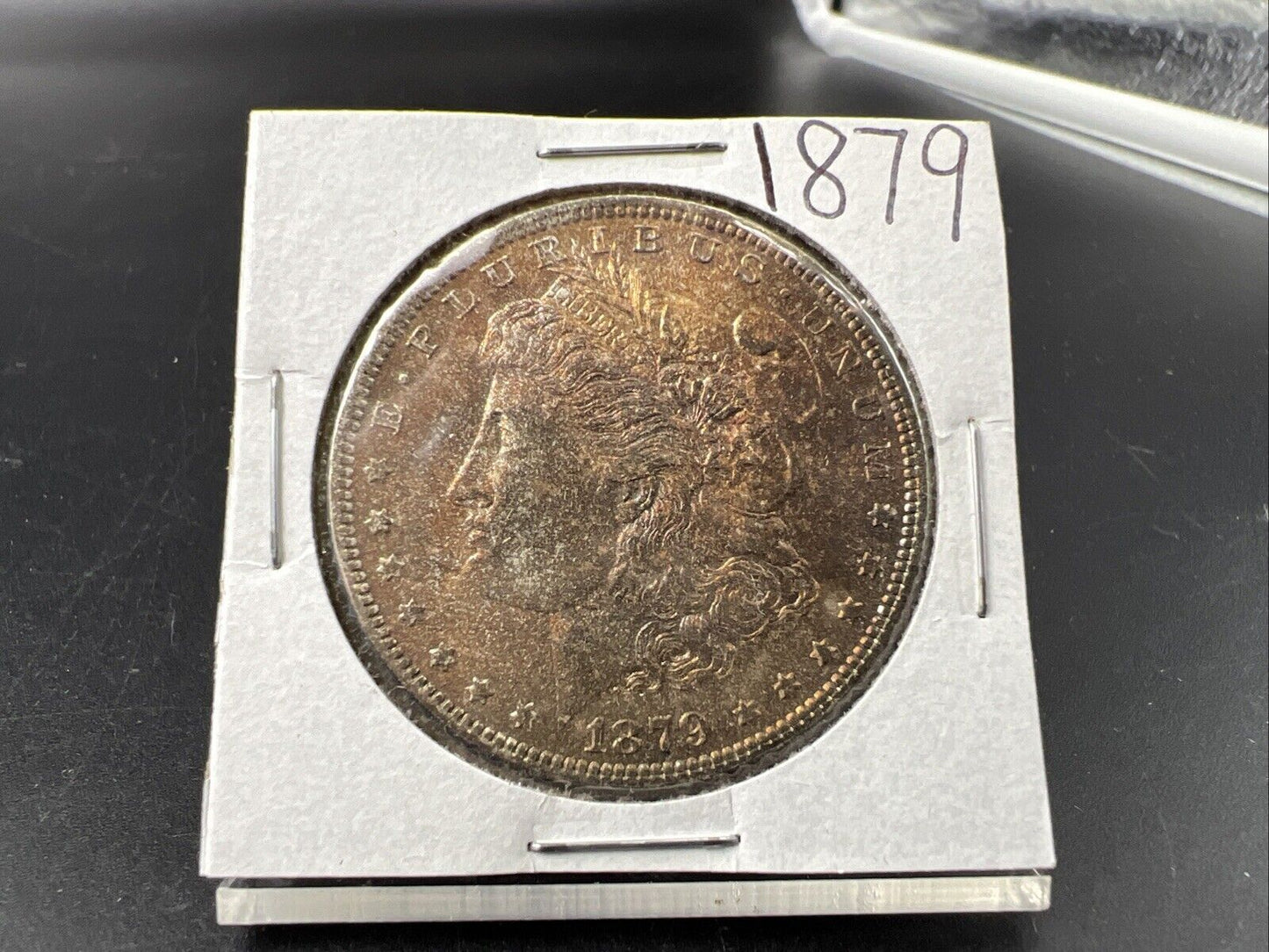 1879 P $1 Morgan Silver Dollar Coin CH BU UNC Unc PQ Toning Toner Obverse