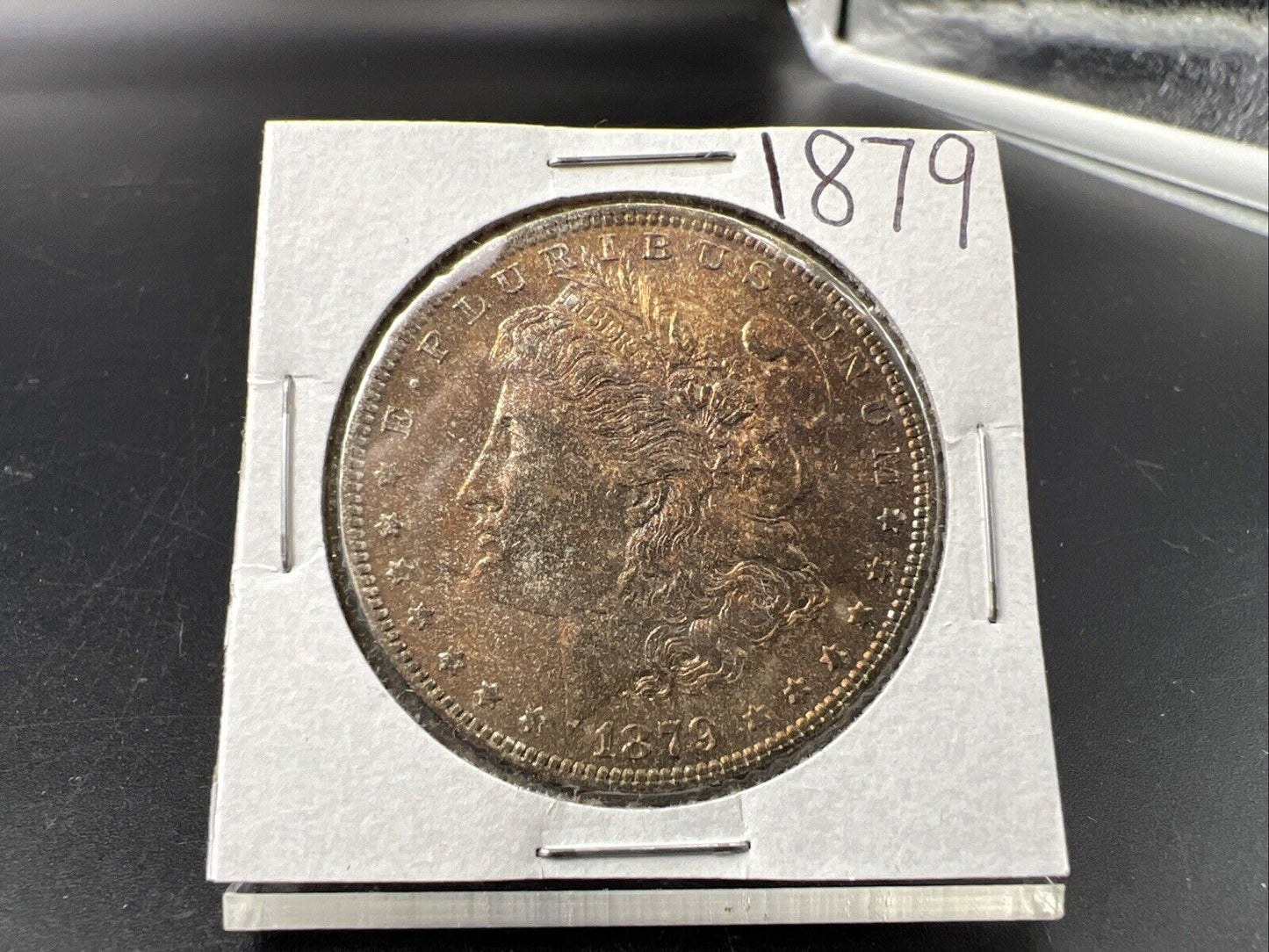 1879 P $1 Morgan Silver Dollar Coin CH BU UNC Unc PQ Toning Toner Obverse