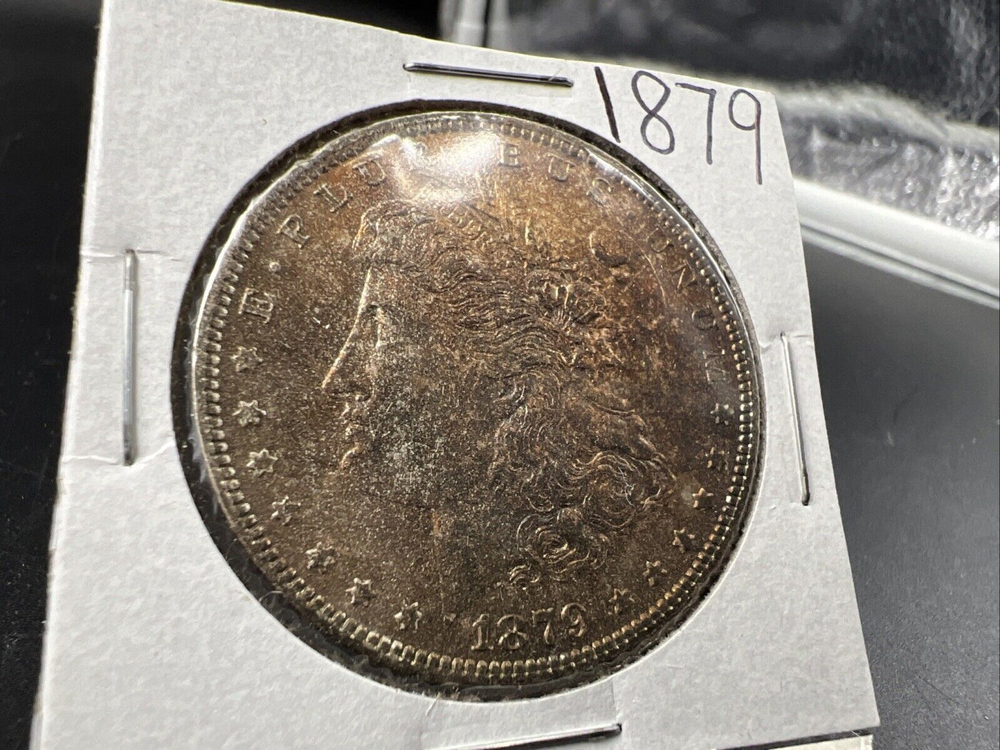 1879 P $1 Morgan Silver Dollar Coin CH BU UNC Unc PQ Toning Toner Obverse