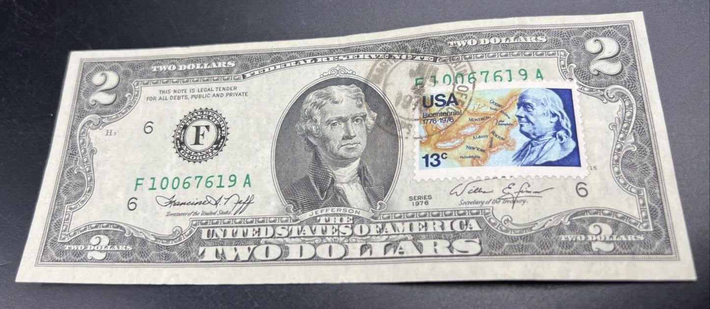 1976 $2 Two Dollar Federal Reserve Bicentennial Postal Note Marietta GA VF #619