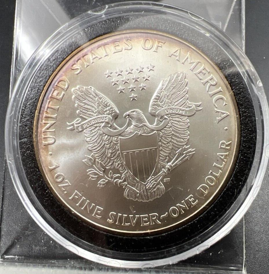 2000 1 Oz ASE American Silver Eagle Coin Gem BU UNC Nice Toning Toner Obverse