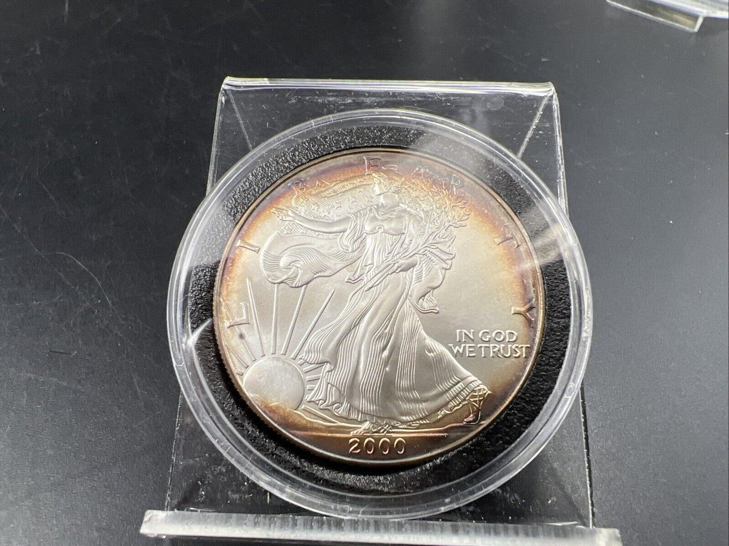 2000 1 Oz ASE American Silver Eagle Coin Gem BU UNC Nice Toning Toner Obverse